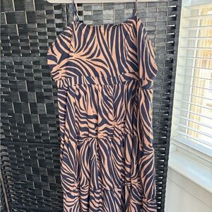 Boohoo Plus Zebra Print Maxi Dress - Black and Tan